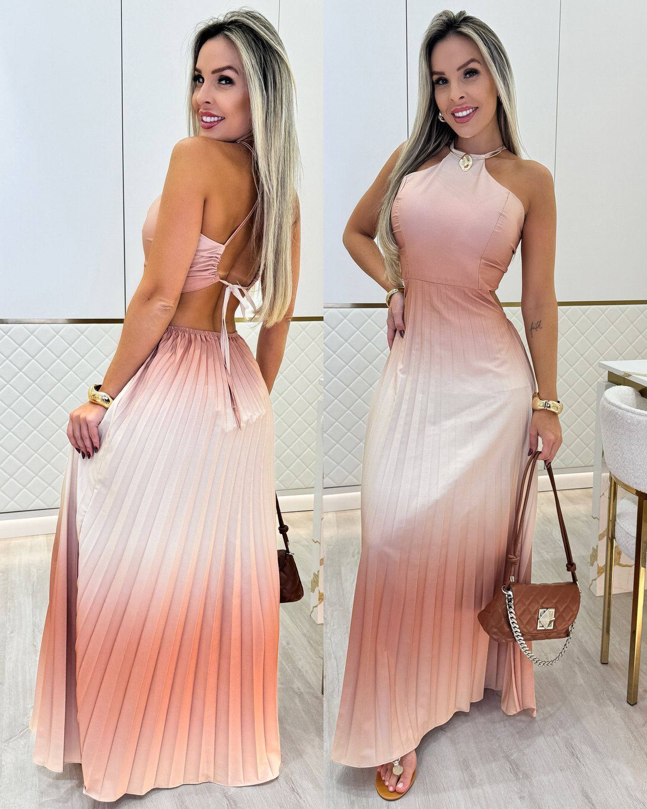 Vestido Amira Creme/Marrom 94634