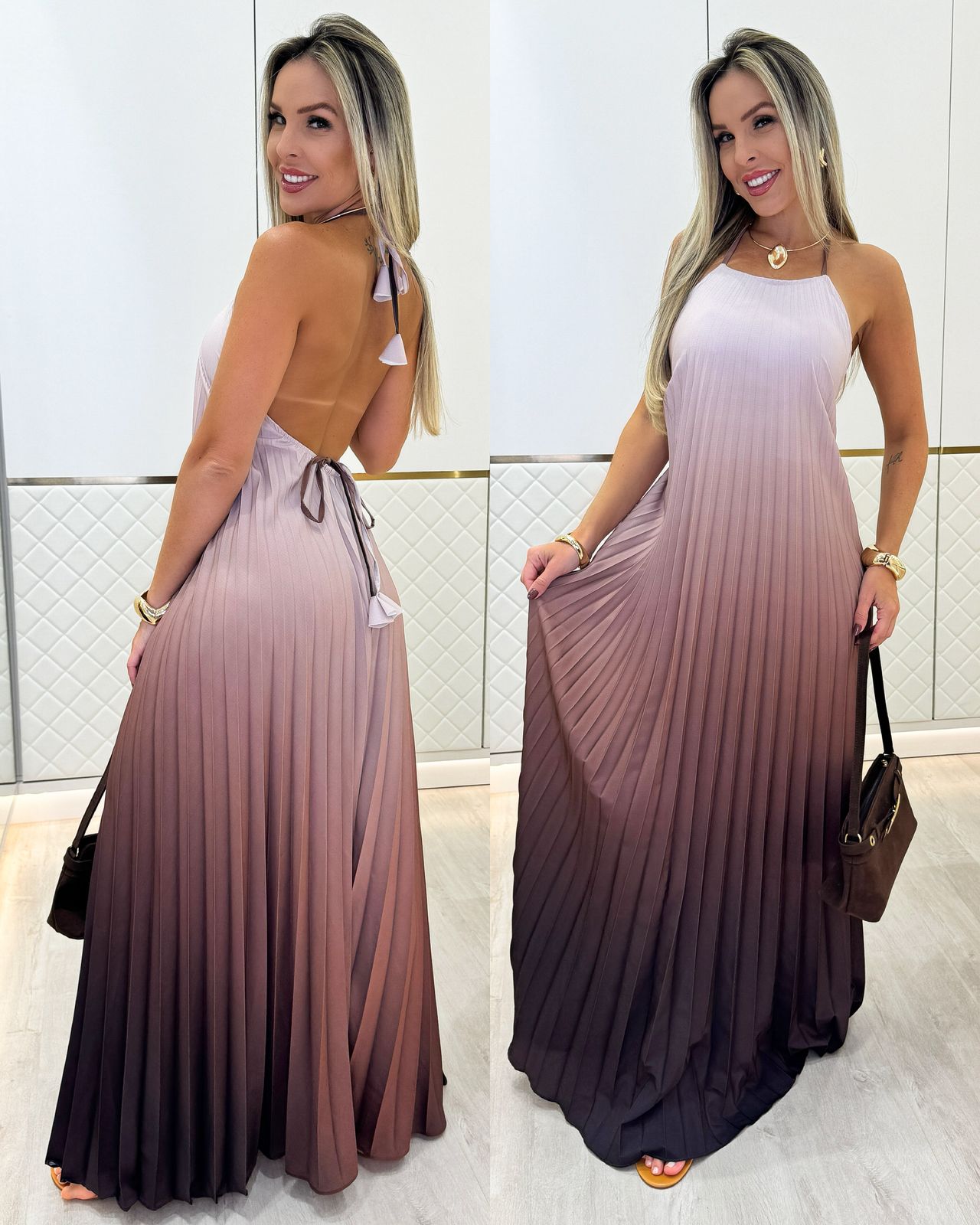 Vestido Bicolors Marrom/Cinza 94631