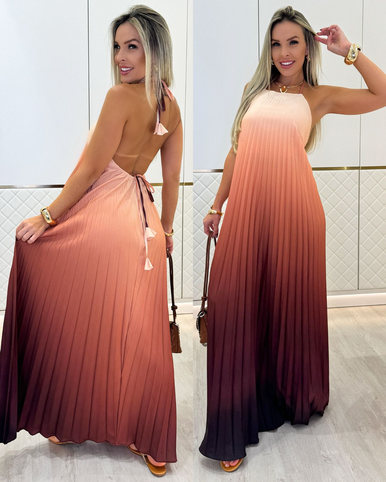 Vestido Bicolors Marrom/Marsala 94632